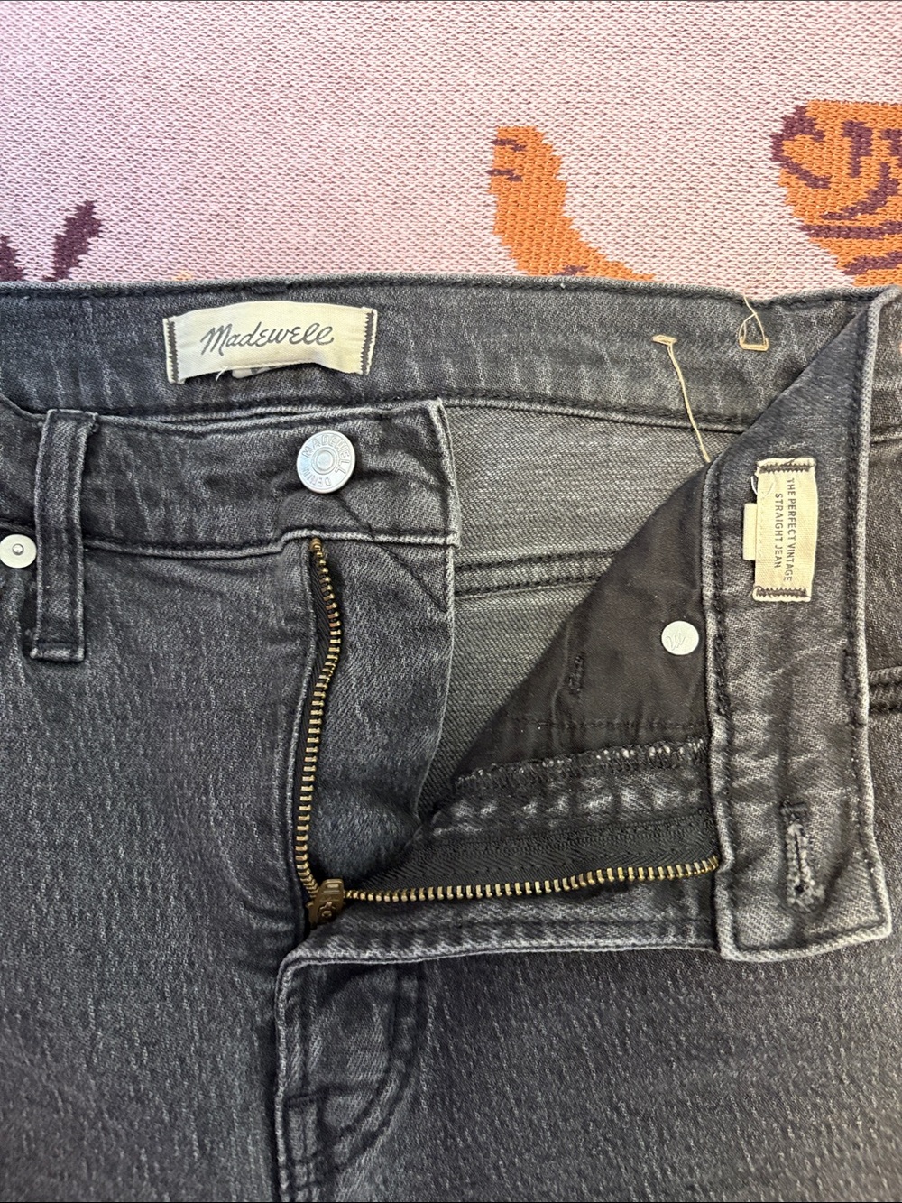 Madewell High-Rise Washed Black Jeans with Brass Hardware